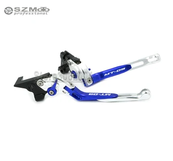 

For YAMAHA MT09 MT-09 MT 09 2014-2018 2017 Front Rear Brake Lever Motorcycle Adjustabale Folding Extendable With Logo Blue Red