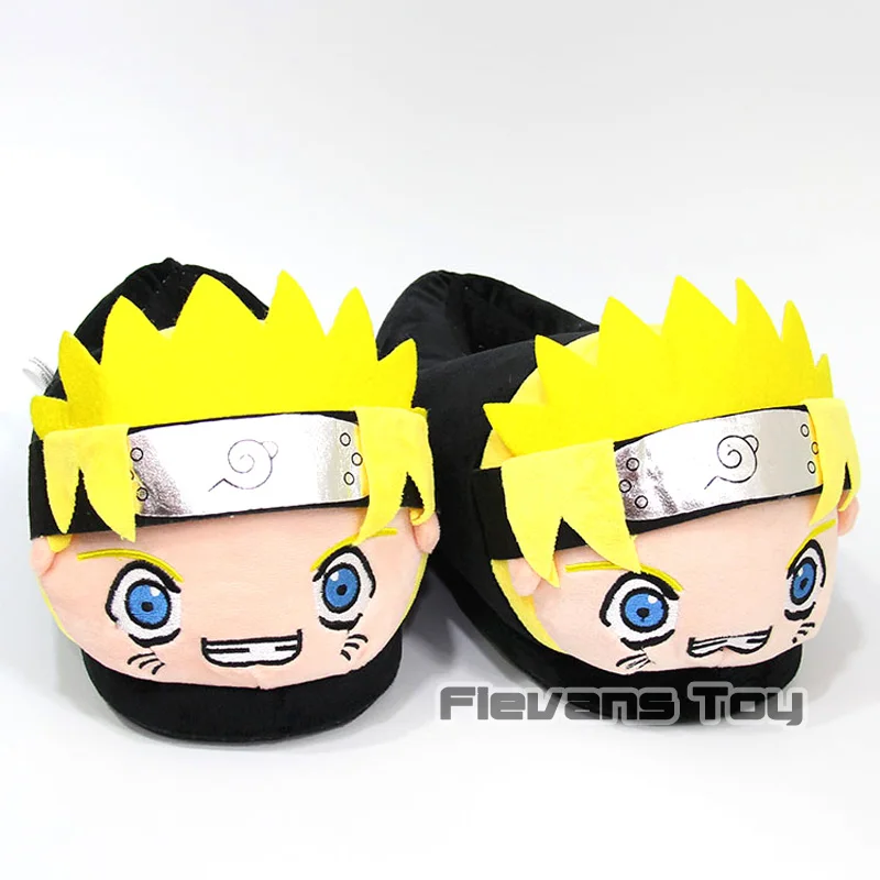 С рисунком Аниме Наруто Uzumaki Naruto плюшевые тапочки для мальчика Для мужчин зимние Теплая домашняя обувь мягкие игрушки