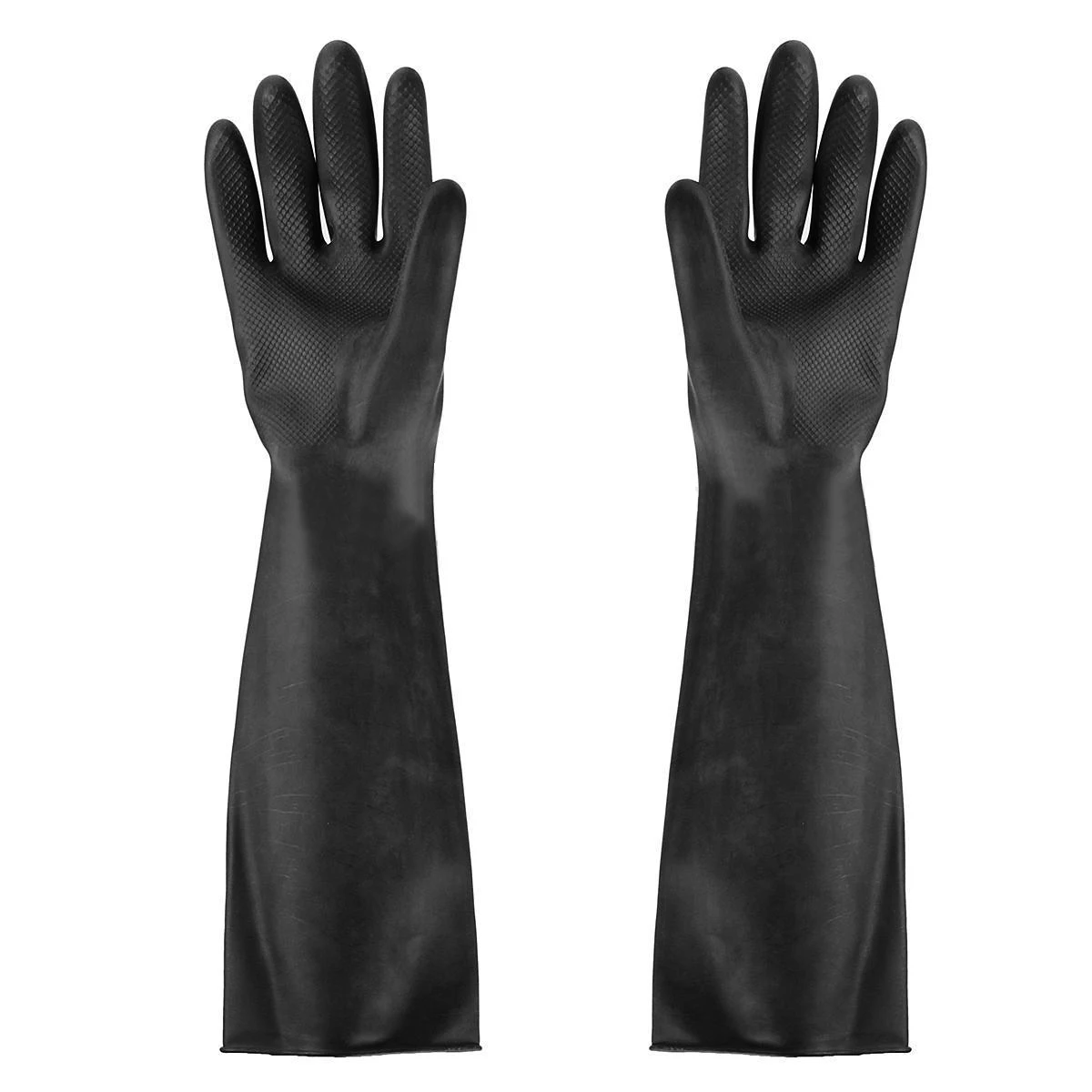 Black Long Protective Garden Industry Rubber Gloves Elastic Anti Acid