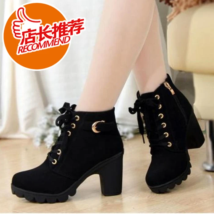 

Sapatos Femininos Drop Shipping New 2018 Zipper Platform Shoes Ultra High Heels Pumps US Size 8.5 Motorcycle Autumn Women Boots