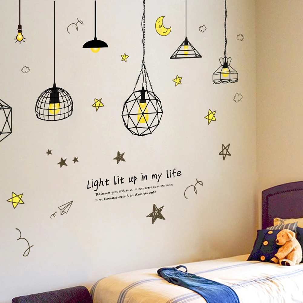 Hanging Lamp Wall Sticker Electric Light Vinyl Kitchen Dining Room Wall Stickers Decor Removable Decals Wallpaper Home Decor
