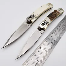 Итальянский мафиозный складной нож D2 Лезвие Ручка Олений Рог тактические карманные Фруктовые Ножи Открытый Отдых Выживание боевой Охота EDC инструмент