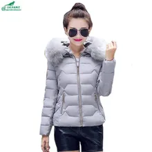 Roupas de inverno 2017 outono parágrafo curto com capuz grande gola de pele casaco Outerwear das mulheres quente grossa de algodão maré OKXGNZ QQ904