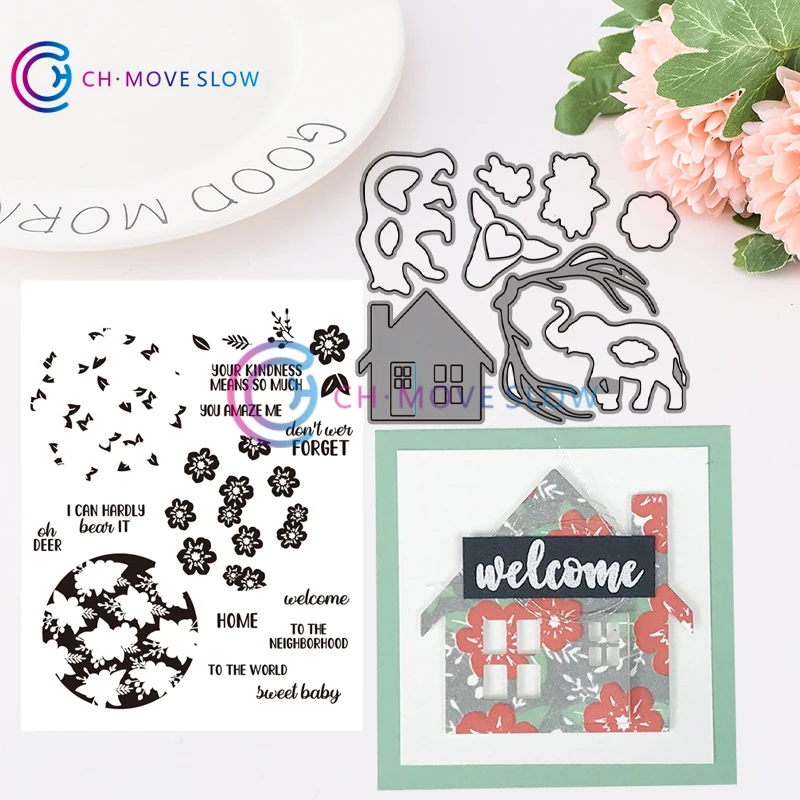 

2019 New Arrival CH FLORAL PRINT SILHOUETTE Metal Cutting Dies and stamps DIY Scrapbooking Card Stencil Paper Cards Making