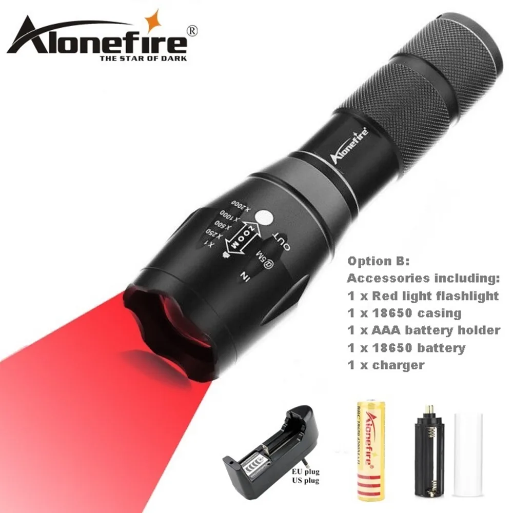 AloneFire E17 масштабируемый тактический светодиодный фонарь CREE, красный светильник, светильник-вспышка, красный светильник, охотничий светильник, красный фонарь, детектор рыбалки - Испускаемый цвет: Option B