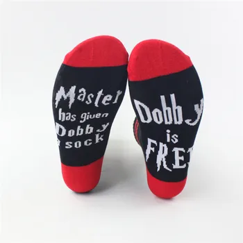 

8 Pairs/lot Letter Print Unisex Mid Calf Socks Master has Given Dobby a Sock Dobby is Free Spring Autumn Winter Knitted Warm Sox