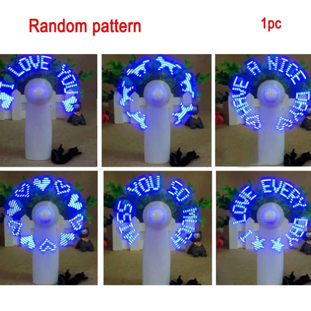 Handheld Flash LED Love Pattern Mini Fan Super Mute Battery Operated Desktop Gaming Accessories Mini Cooling Fan