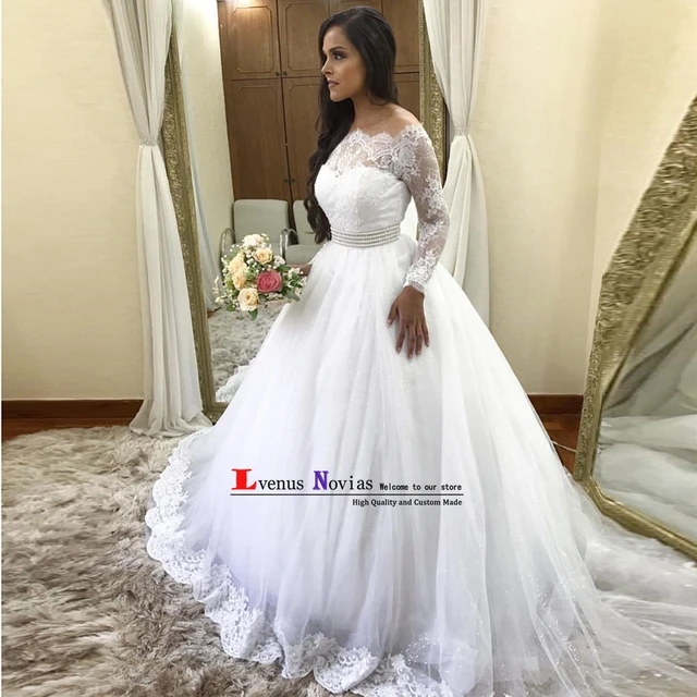 aliexpress: comprar vestido de novia de lujo perlas bola vestido