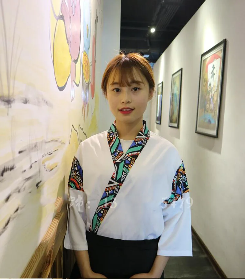 Япония кухни форма шеф-повар работы костюм Ресторан униформе официантка кимоно рабочая одежда chefuniform091802