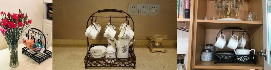 Кухонный стеллаж для хранения, железная кофейная чайная чашка, блюдце, органайзер, украшение дома