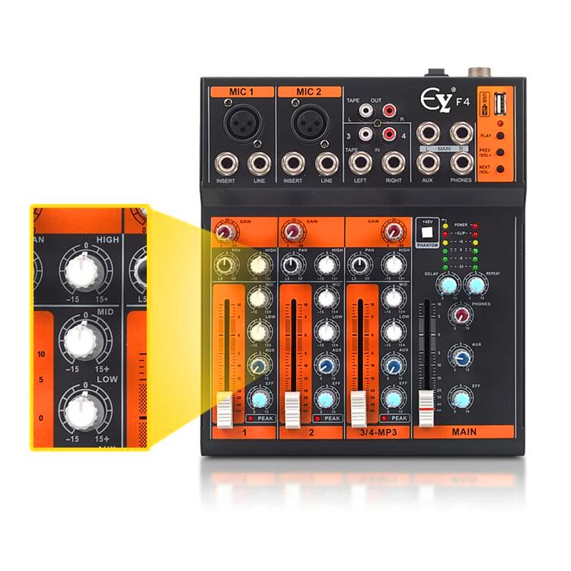 Finlemho DJ Mixer Audio USB Console F4