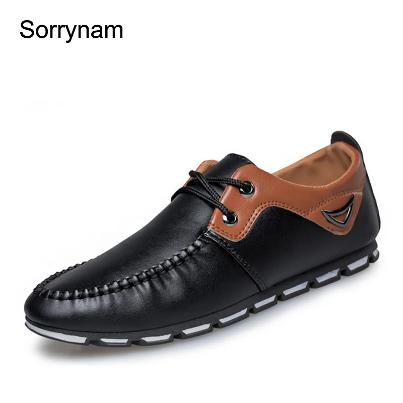 SORRYNAM Fashion British Style Men Causal Shoes Genuine Leather Slip On ...