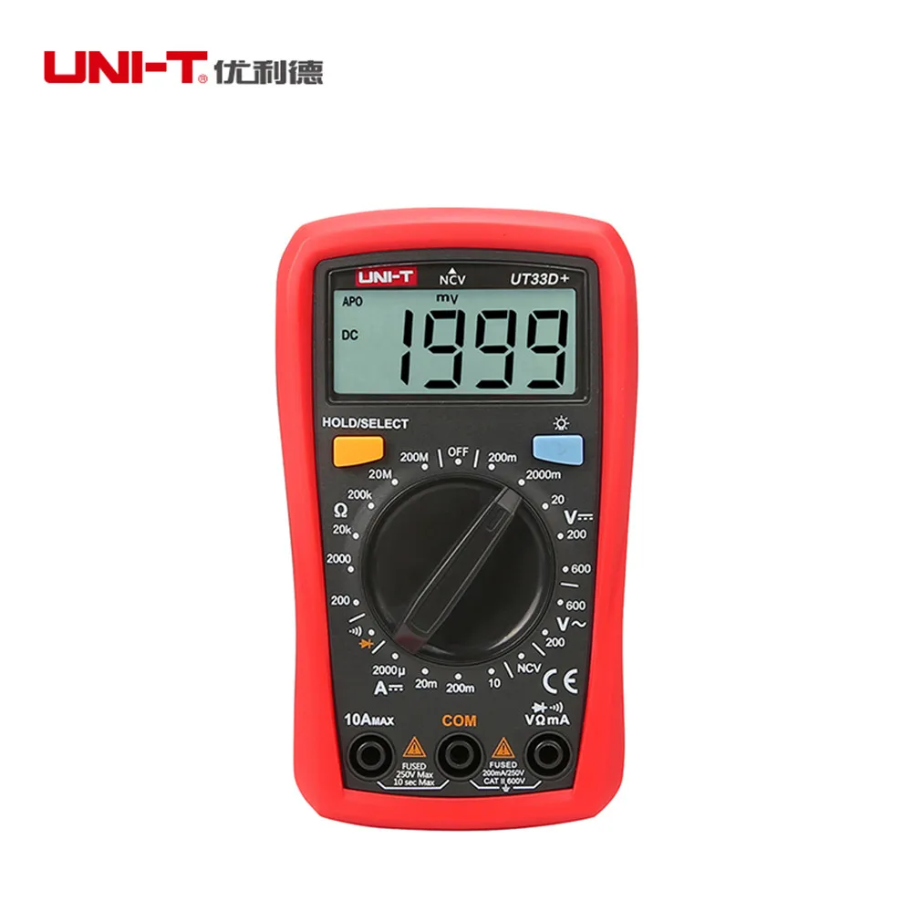

UNI-T UT33D+ Palm Size Digital Multimeter Professional Electrical Handheld Ammeter Multitester With Backlight Data Hold