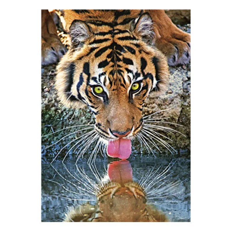 

Diamond Cross Stitch / Full Round Diamond Embroidery Water Tiger Mosaic Sticker