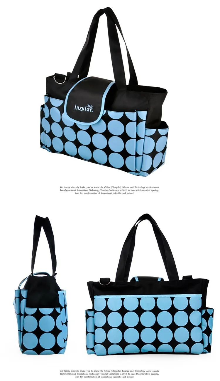 Новое поступление круглые точки детские сумки для подгузников брендовые водонепроницаемые сумки для подгузников модные сумки для мам для