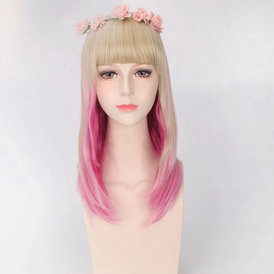 Yiyaobess длинные светлые розовые Омбре парик с челкой прямые Хэллоуин синтетические волосы парики для белых женщин высокотемпературное волокно