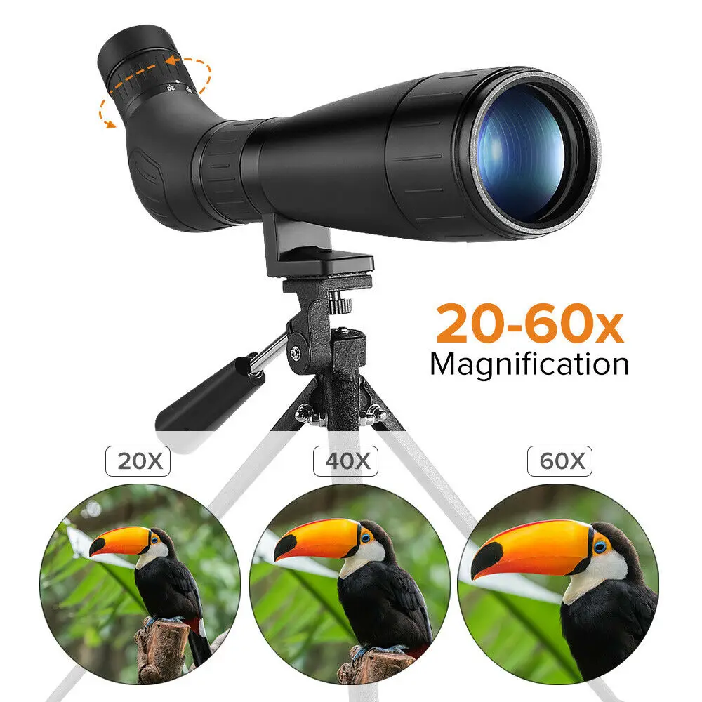 

BOBLOV B60HD 20-60X60 Spotting Scope Waterproof BAK4 Prism + Phone Mount with Tripod for Target Shooting