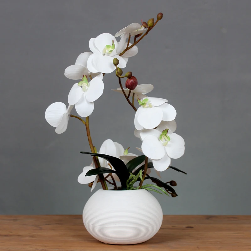 Современная Минималистичная керамическая ваза+ бабочка Орхидея, искусственные цветы, украшение фаленопсис, журнальный столик, цветочный орнамент