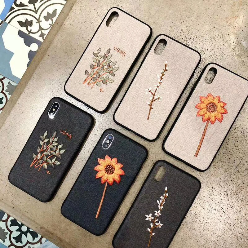 

Newest 3D handmade phone case for Samsung Galaxy S8 S9 S8Plus S9Plus Note8 PC + TPU Pink Embroidery flowers skin Shell Capa