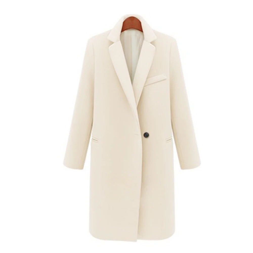 ZADORIN, Женское шерстяное пальто, одноцветное, с отворотом, с длинным рукавом, элегантное, на одной пуговице, бежевое шерстяное пальто, винтажное, зимнее, длинное пальто, верхняя одежда