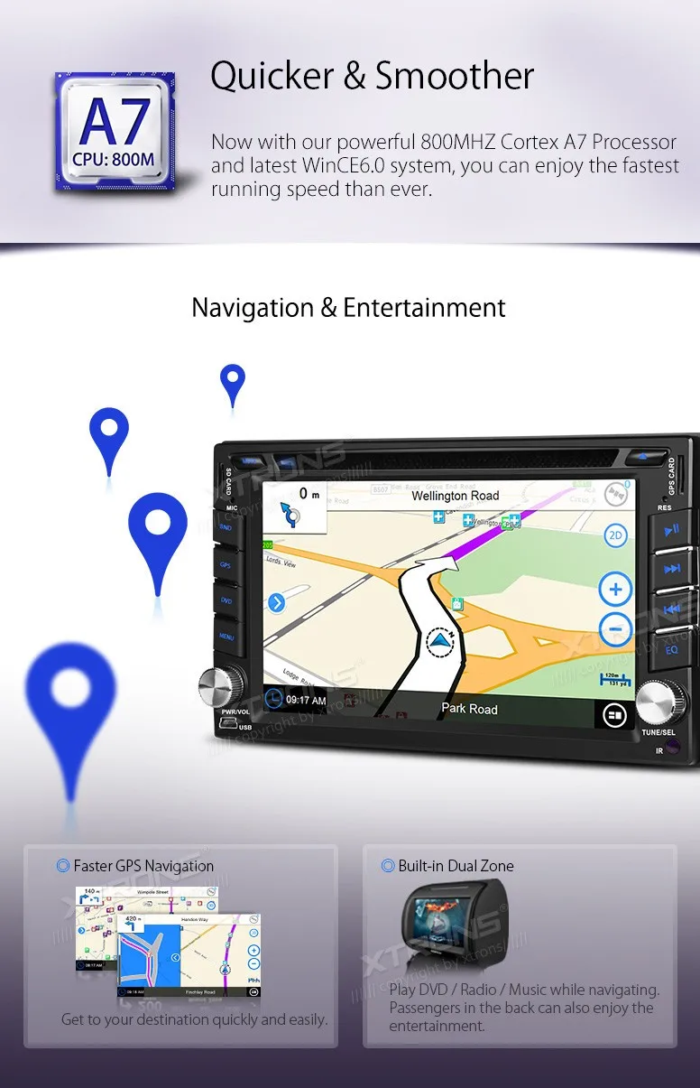 Clearance XTRONS 6.2 inch 2 din Car DVD Player Radio HD Touch Screen GPS Navigator with Screen Mirroring Function Custom Fit for Nissan 9