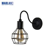 Loft Vintage Wall Lights American Industrial Wall Sconce Edison Bulb Wall Lamps Retro Metal Lampshade Cages Lamps 220V(D5098)