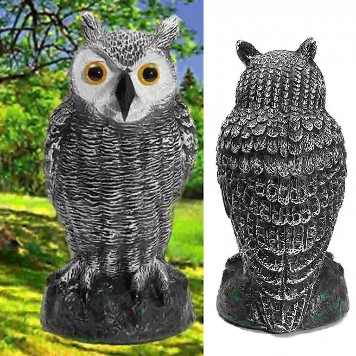 Lifelike 3D Eyes Fake Standing Owl Bird Hunting Shooting Decoys Deterrent Repeller Home Garden Decoration Ornaments