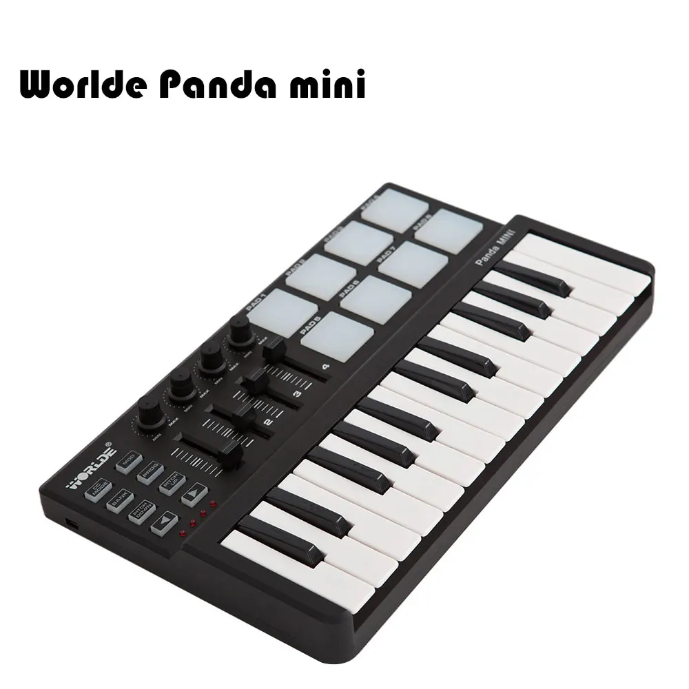 Worlde Panda Мини Портативная 25 клавишная USB клавиатура и барабанная Панель MIDI
