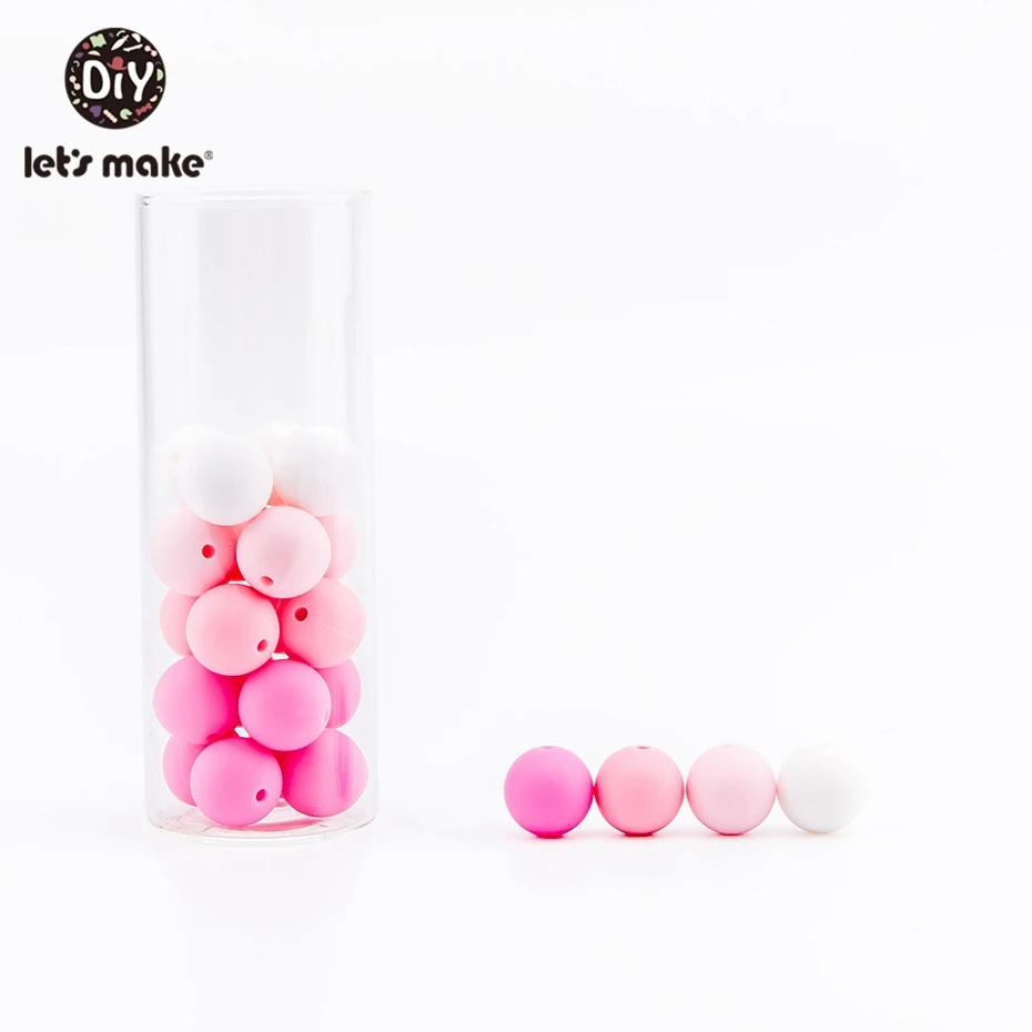 

Let's Make Silicone Beads 12mm Can Chew 100pc Pink Series Teething Accessories DIY Nursing Necklace Bracelet Baby Teether Beads