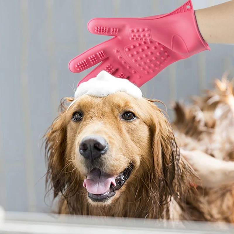 

Pet Cats Hair Deshedding Brush Comb Glove Dog Grooming Glove For Pet Dog Finger Cleaning Massage Glove For Animal