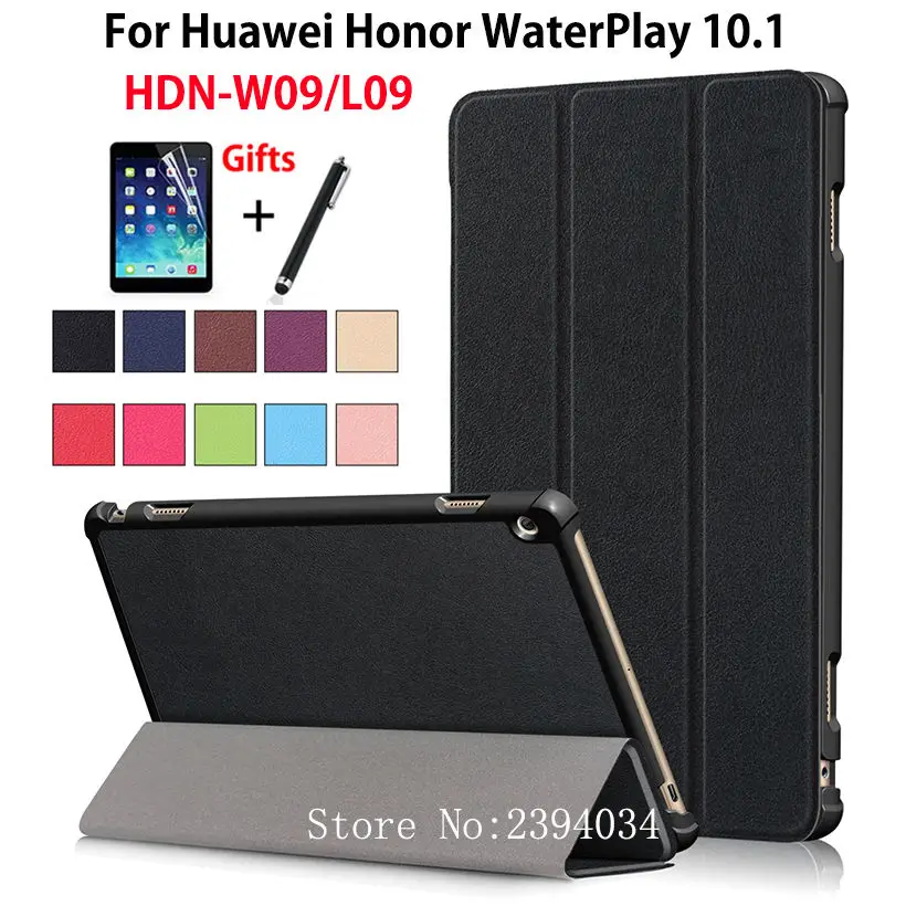 Чехол для Huawei Honor waterplay hdn-w09 hdn-l09 10.1 "Smart Cover принципиально Планшеты искусственная кожа раскладной стенд кожи В виде ракушки + плёнки + ручка
