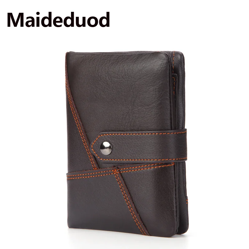 

Maideduod 100% Genuine Leather Wallet Men New Brand Purses for men Black Brown Bifold Wallet RFID Blocking Wallets