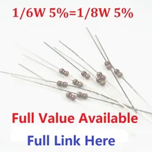 1000 шт./лот 1/6W 1/8 Вт угольный осажденный резистор 0R-1M+-5% 10K ohm 10K 4,7 k 2,2 K 1K 100K 470K 100R 360R 680R 910R