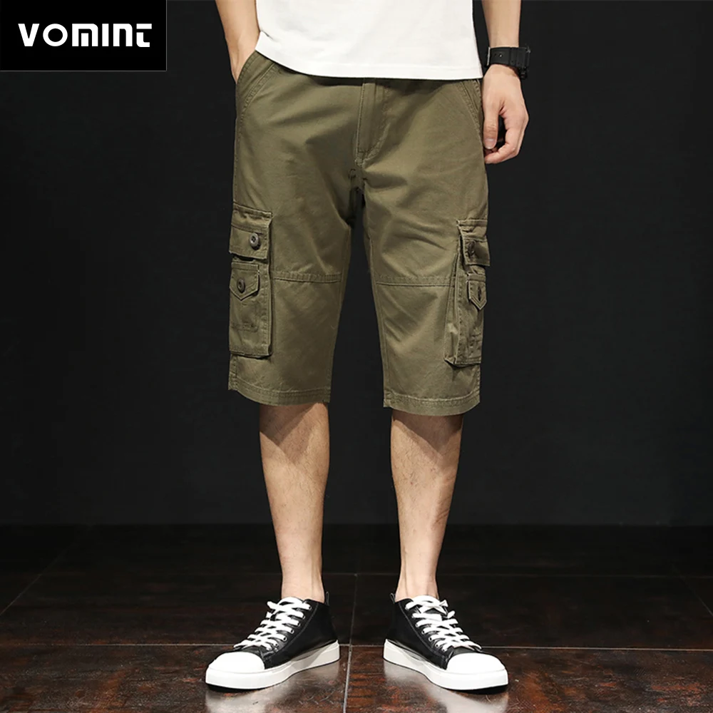 

Vomint New Mens Shorts Casual Cotton Regular Fit Cargo Shorts Men Multi Pockets Military Shorts Masculino Black Khaki Armygreen