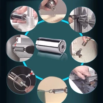 

1pcs Universal Multi Hand Tools Torque Wrench Head Set Socket Sleeve 7-19mm Power Drill Ratchet Bushing Spanner Key Magic Grip