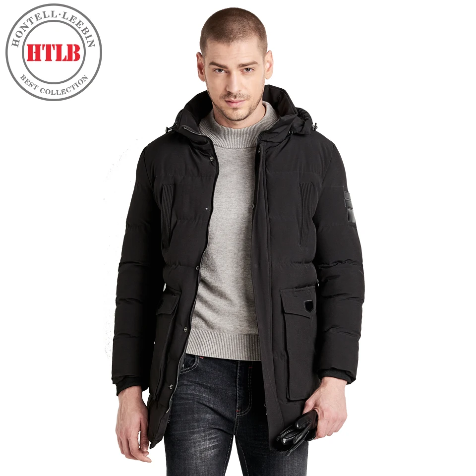 HTLB Men's Extreme Cold Winter Long Hooded Bio Down Jackets Parkas Men