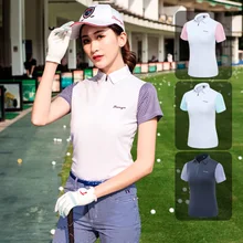 Женские футболки для тренировок, летние клетчатые с коротким рукавом, уличная спортивная одежда для женщин, дышащие, со стоячим воротником, одежда для гольфа D0692