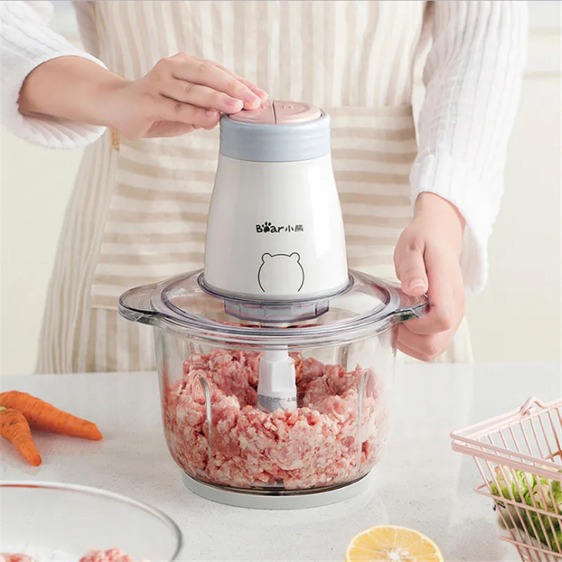 Маленький медведь бытовая мясорубка 2L большой емкости электрический быстро мясо Овощной измельчитель мясорубка