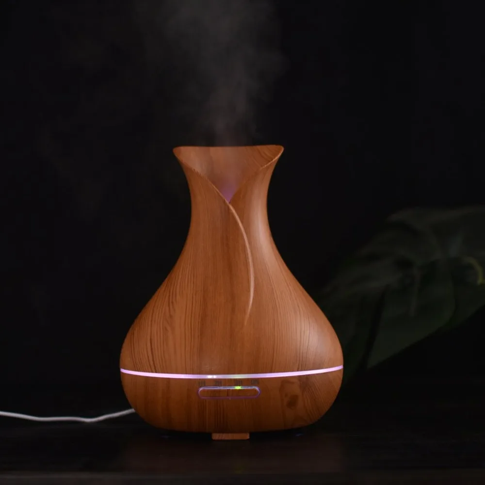 

OUTAD 400ml Aroma Essential Oil Diffuser Ultrasonic Air Humidifier with Wood Grain 7 Color Changing LED Lights For Office Home