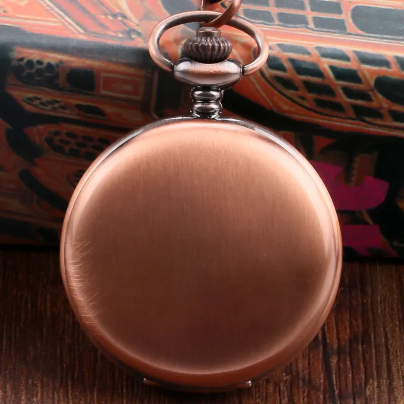 

New Arrival Sample Rose Golden Bronze Pocket Watch Concise Fob Watch With Chain Free Postage Gift