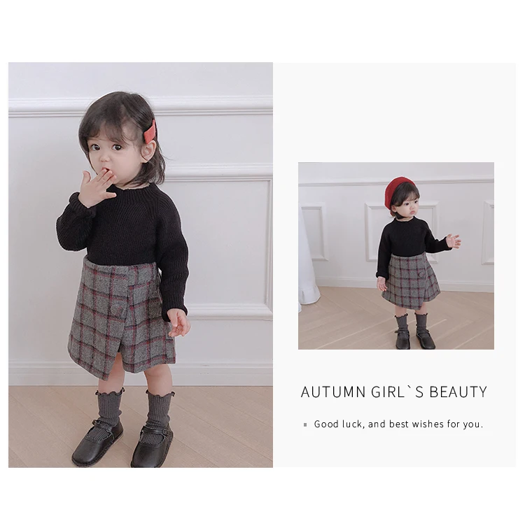 Новинка; осенний вязаный свитер для девочек; простой джемпер с длинными рукавами для маленьких детей; детская одежда в Корейском стиле
