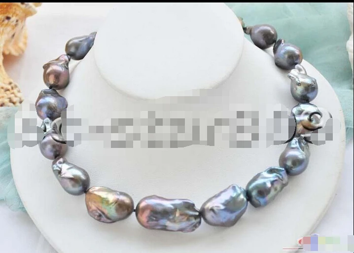 

FREE SHIPPING>>@@@ P5447 17" 30mm BLACK BAROQUE DROP KESHI REBORN PEARL NECKLACE^^^@^Noble style Natural Fine jewe >