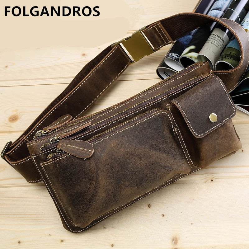 

Italian Cow Leather Chest Bag for Men Vintage Handmade Shoulder Crossbody Bag Versatile Pockets Cowhide Simple Sling Chest Bags