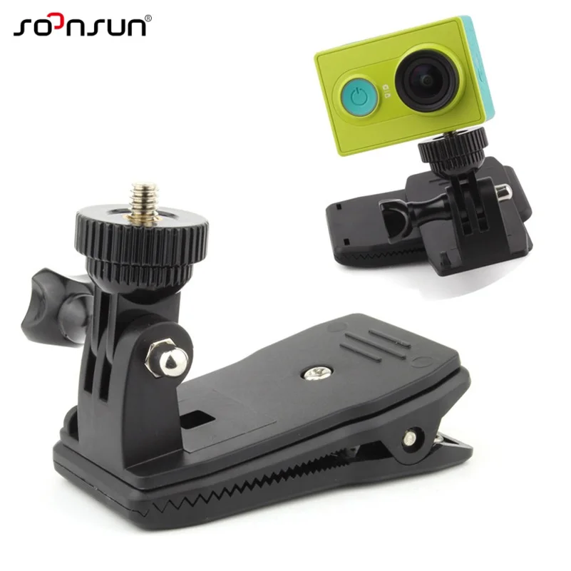 

SOONSUN 360' Rotary Fast Clamp Mount Backpack Rec-mounts Clip for GoPro Hero 2 3 4 5 6 7 2018 for Yi 4k SJCAM Go Pro Accessories