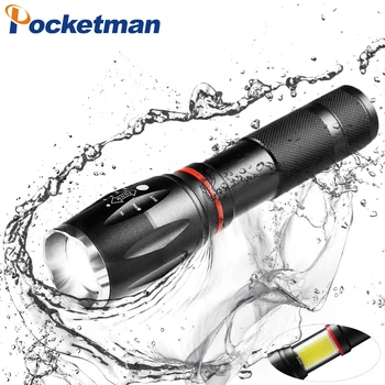 

LED Flashlight 8000LM Rechargeable XML-T6+COB Lantern Torch Tail Magnetic 6Modes Water-Resistant by AAA 18650 flashlight