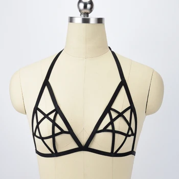 

Women New Black Harness cage bra Exotic Apparel Gothic Harajuku sexy lingerie cosplay bondage harness prom dresses harness bra
