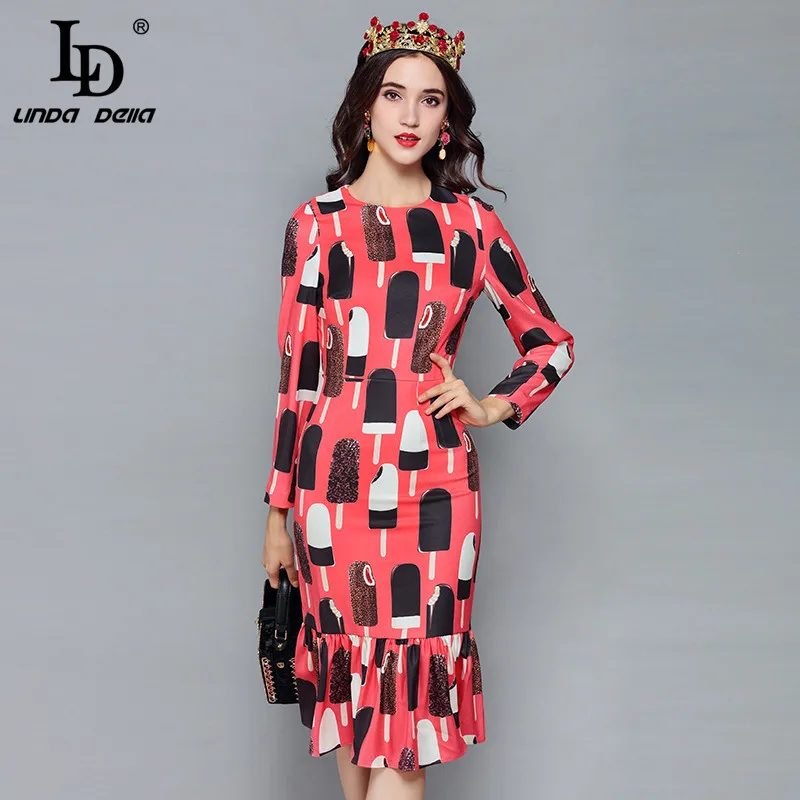 LD LINDA DELLA модные элегантные весенние платья женские вечерние с длинным рукавом и