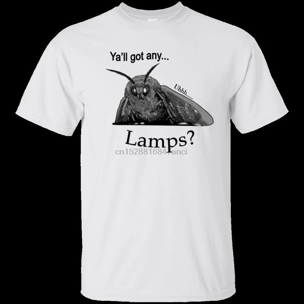 

Lamp Moth Meme T-Shirt Mens Women White Grey Color Tee Cartoon t shirt men Unisex New Fashion tshirt free shipping funny tops