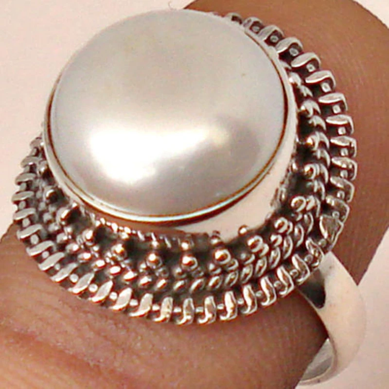 

Fashion Vintage Ring Bohemia National Trend Ring Imitation Pearl Finger Rings for Women Retro Jewelry Anillos Mujer F5T589
