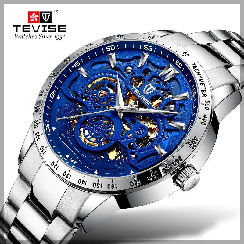 

TEVISE watch men's multi-function automatic mechanical watch tourbillon Hollow out waterproof sports business men's watch 19New